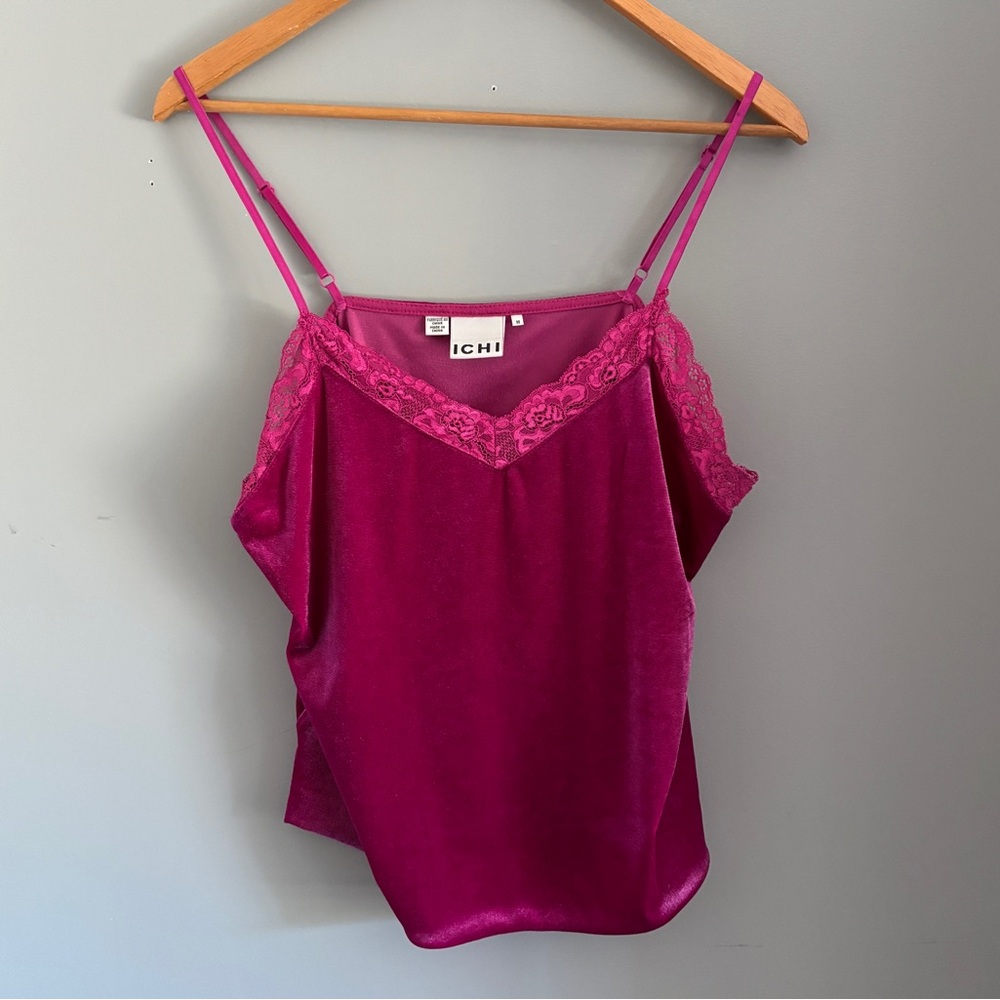 Y2K Fuchsia Lace Trim Cami Top